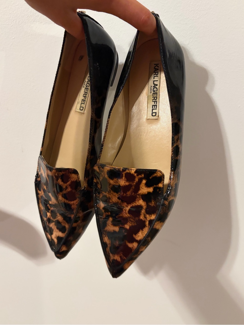 Karl Lagerfeld Leopard Pointed-Toe Loafer Flats